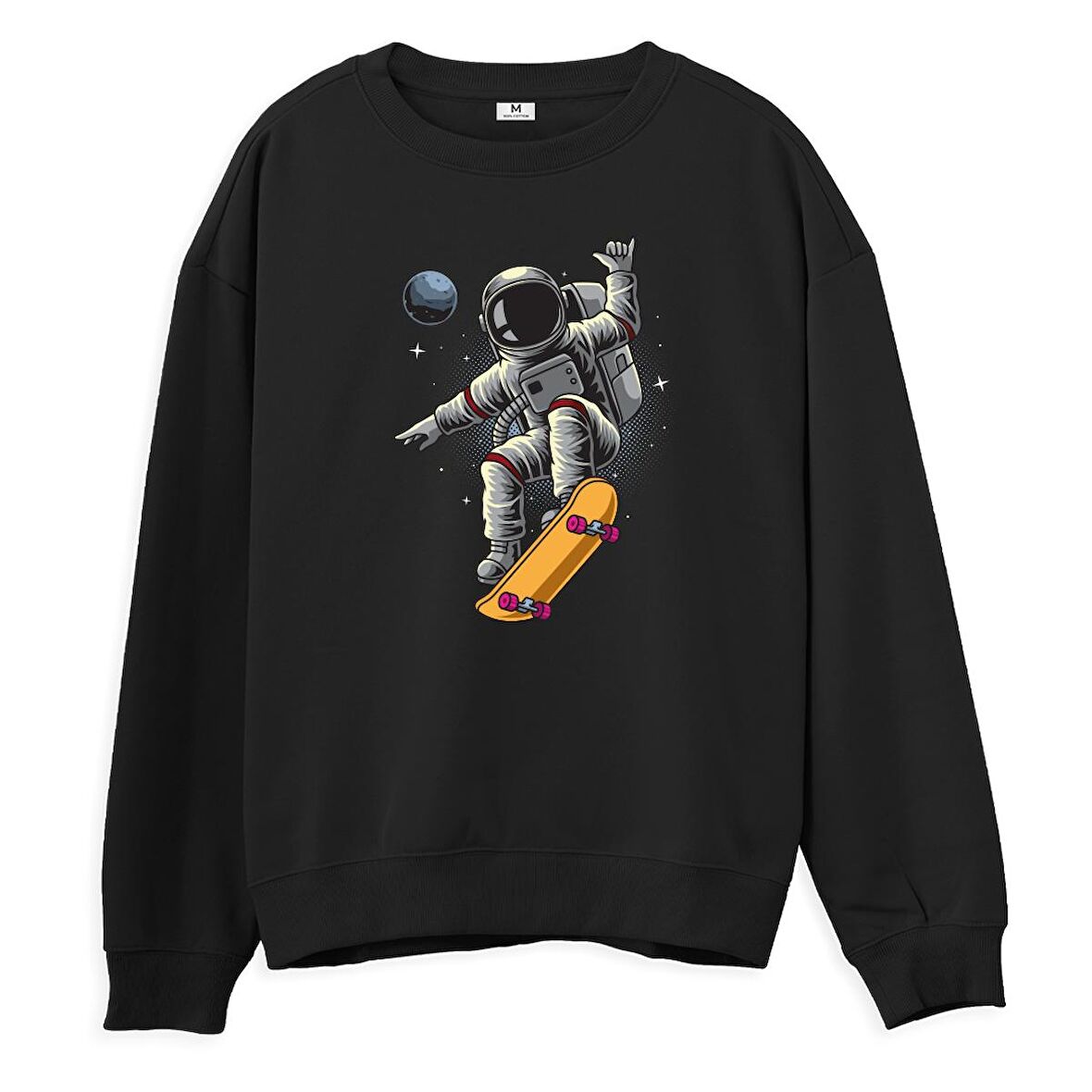 Astro-13  Baskılı Siyah Sweatshirt