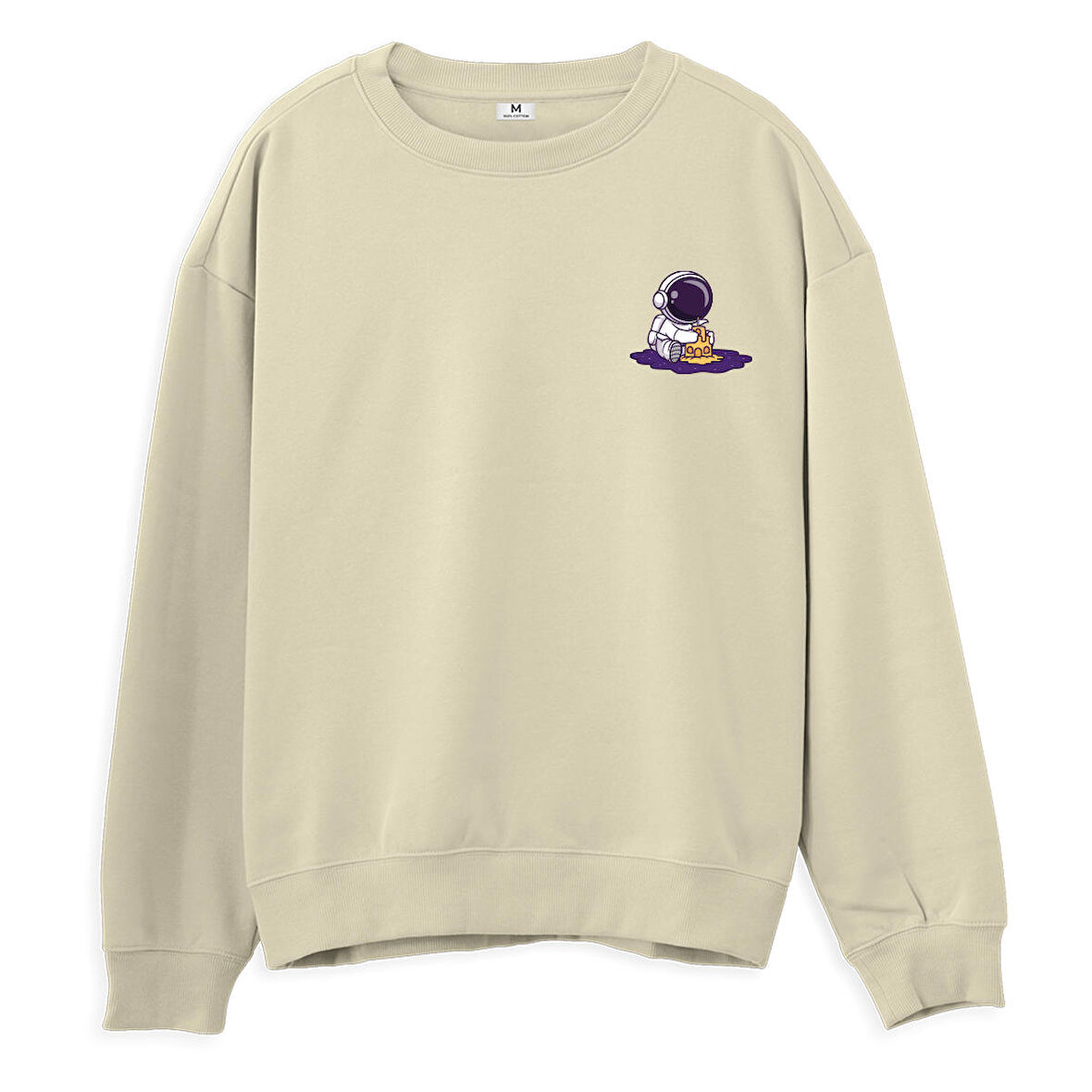 Astro-6  Baskılı Krem Sweatshirt