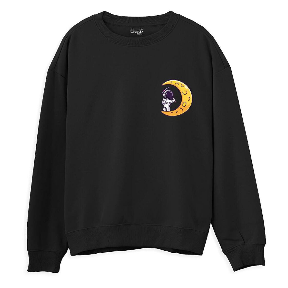 Astro-9  Baskılı Siyah Sweatshirt