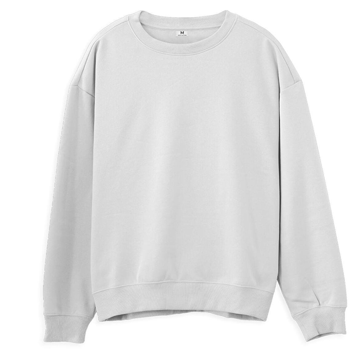 Basic  Baskısız Beyaz Sweatshirt
