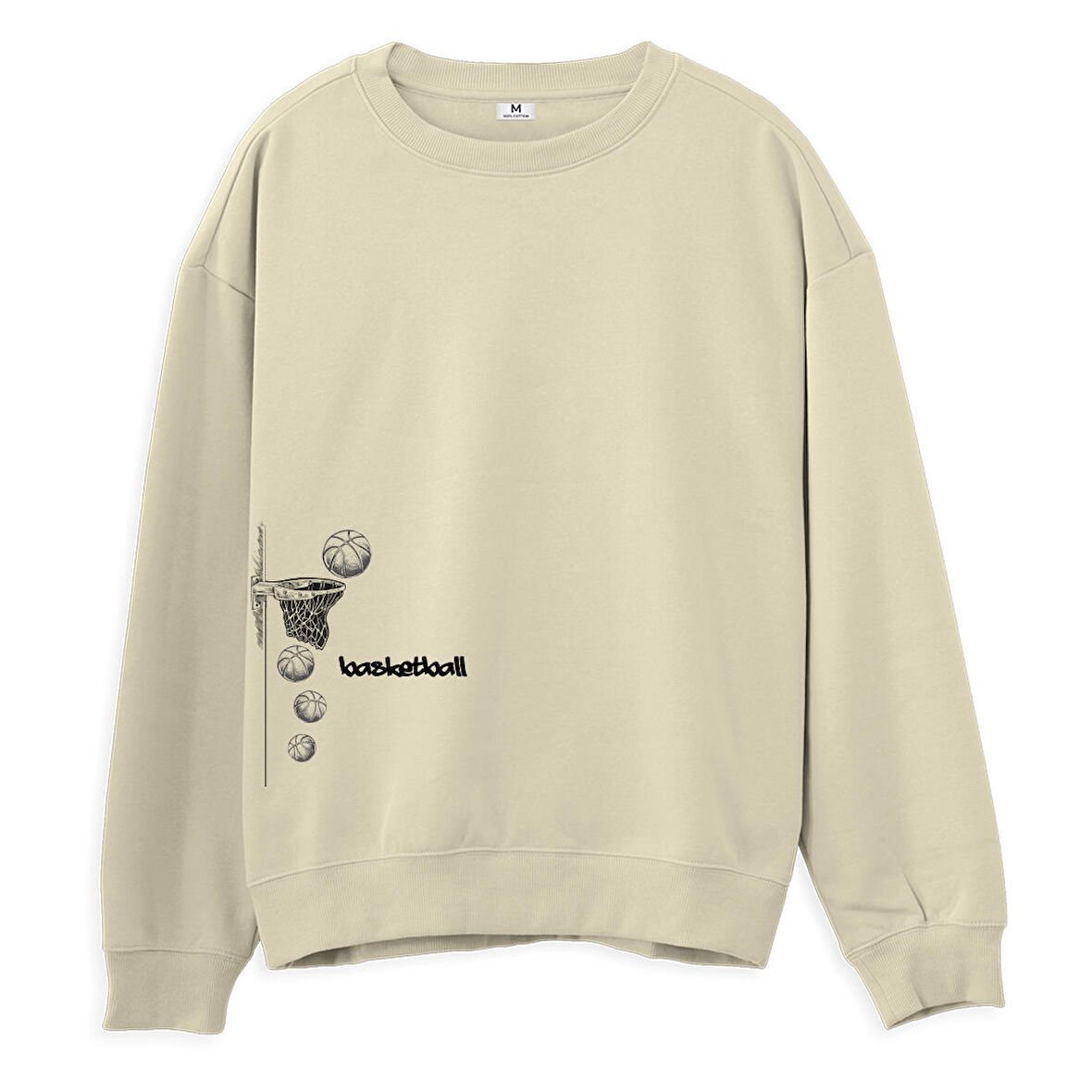 Basketball  Baskılı Krem Sweatshirt