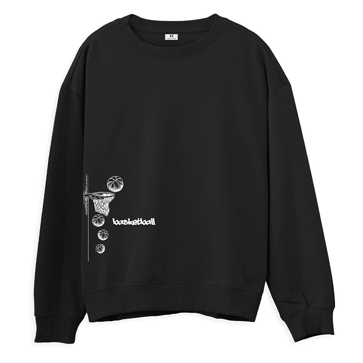 Basketball  Baskılı Siyah Sweatshirt