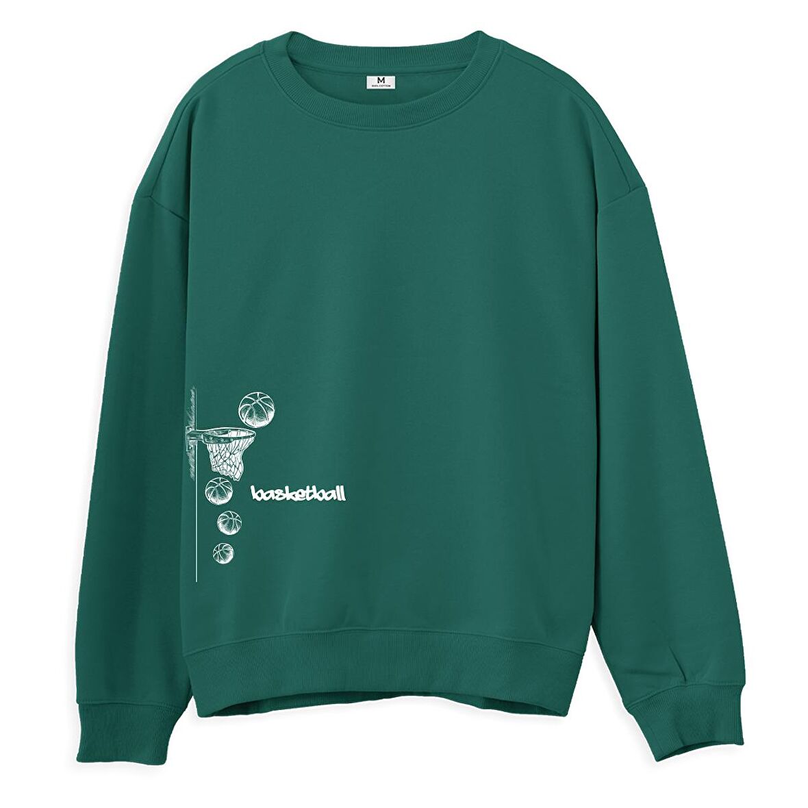 Basketball  Baskılı Yeşil Sweatshirt