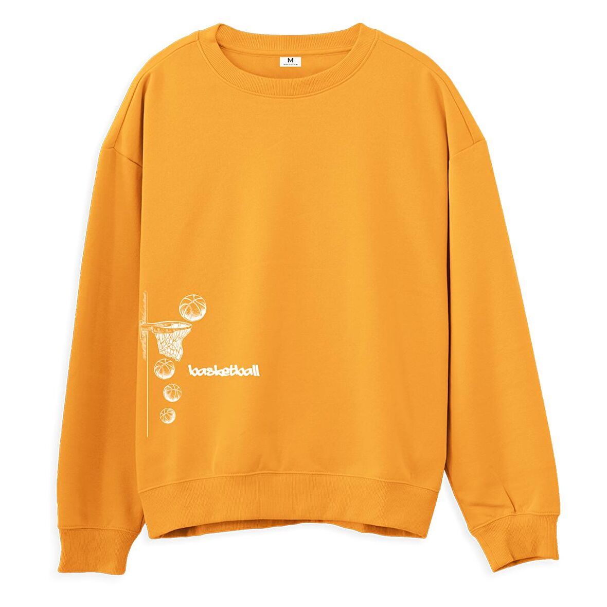 Basketball Baskılı Sweatshirt-Portakal