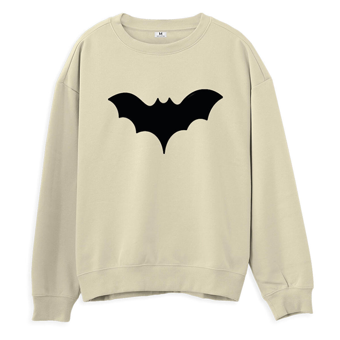 Bat  Baskılı Krem Sweatshirt