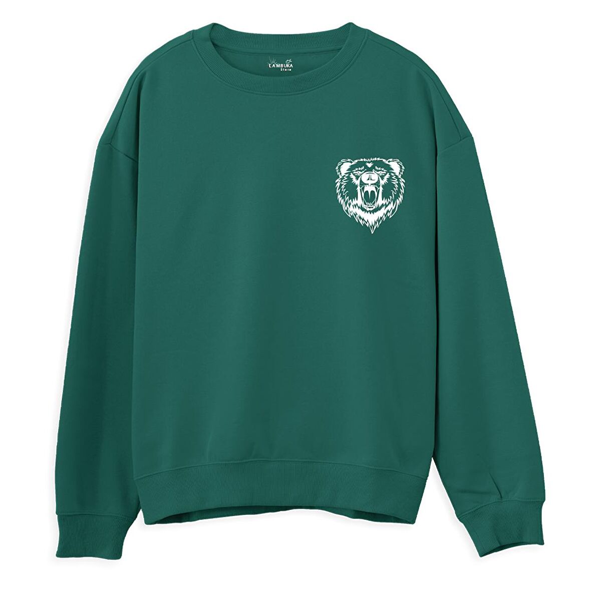 Bear  Baskılı Yeşil Sweatshirt