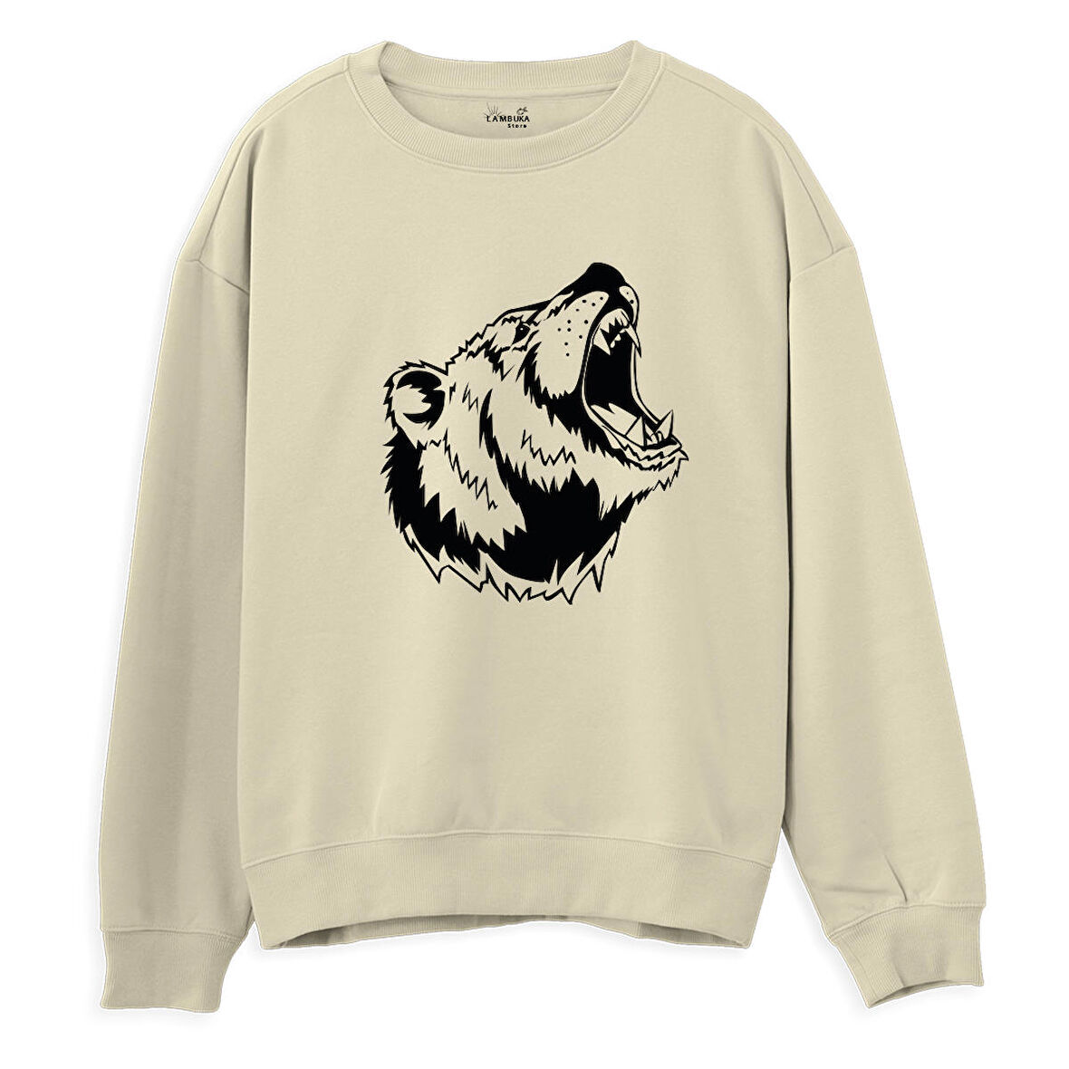 Bear Big  Baskılı Krem Sweatshirt