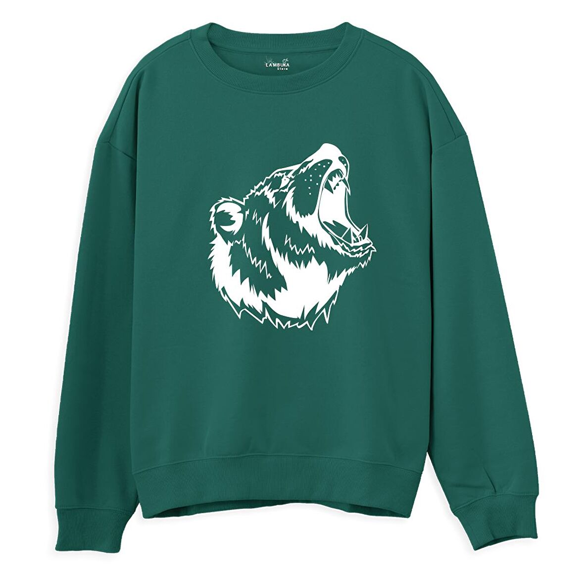 Bear Big  Baskılı Yeşil Sweatshirt