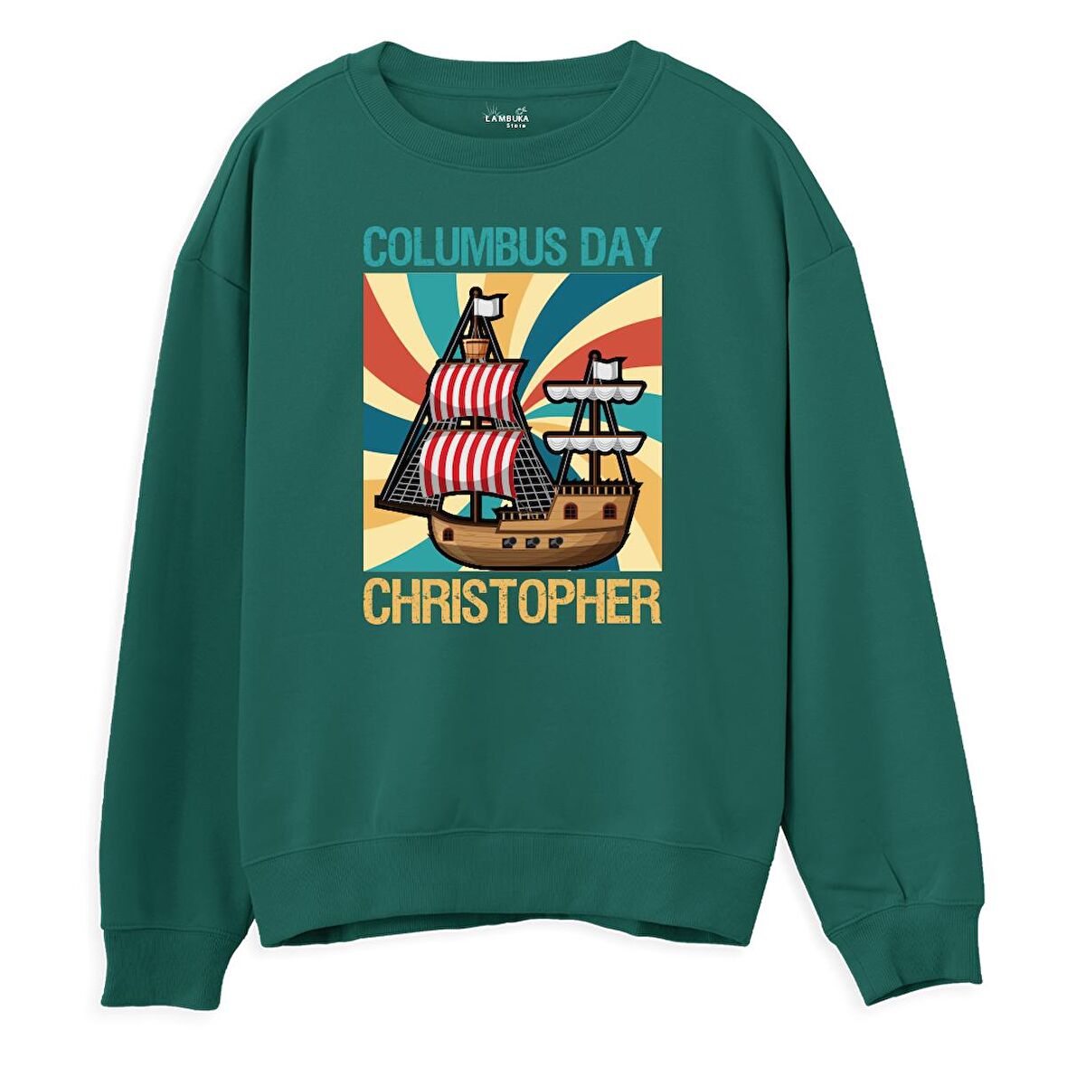 Christopher  Baskılı Yeşil Sweatshirt