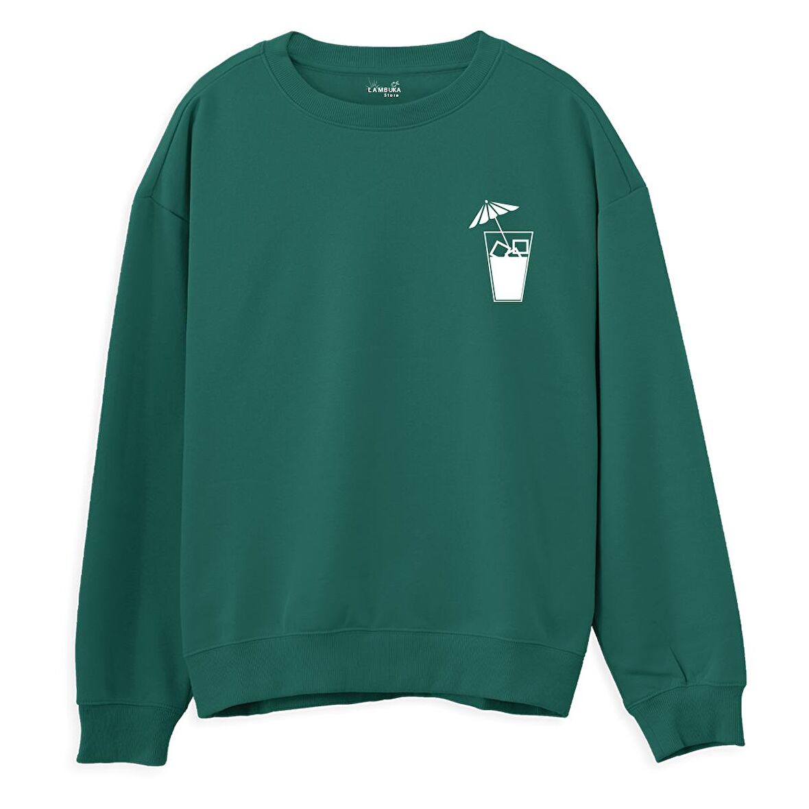 Cocktail  Baskılı Yeşil Sweatshirt