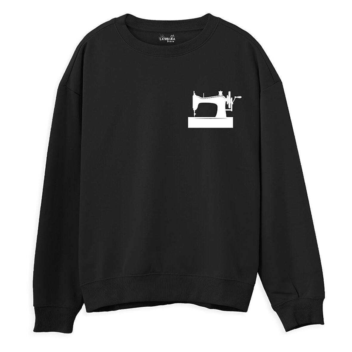 Dikiş Makinesi Baskılı Sweatshirt-Siyah