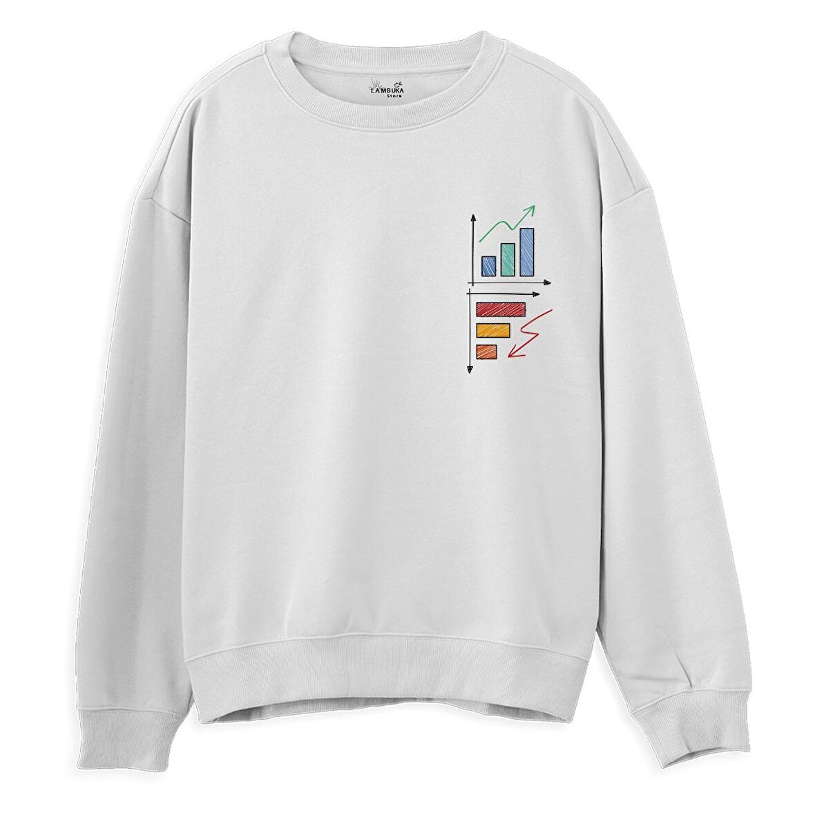 Down Up Baskılı Sweatshirt-Beyaz