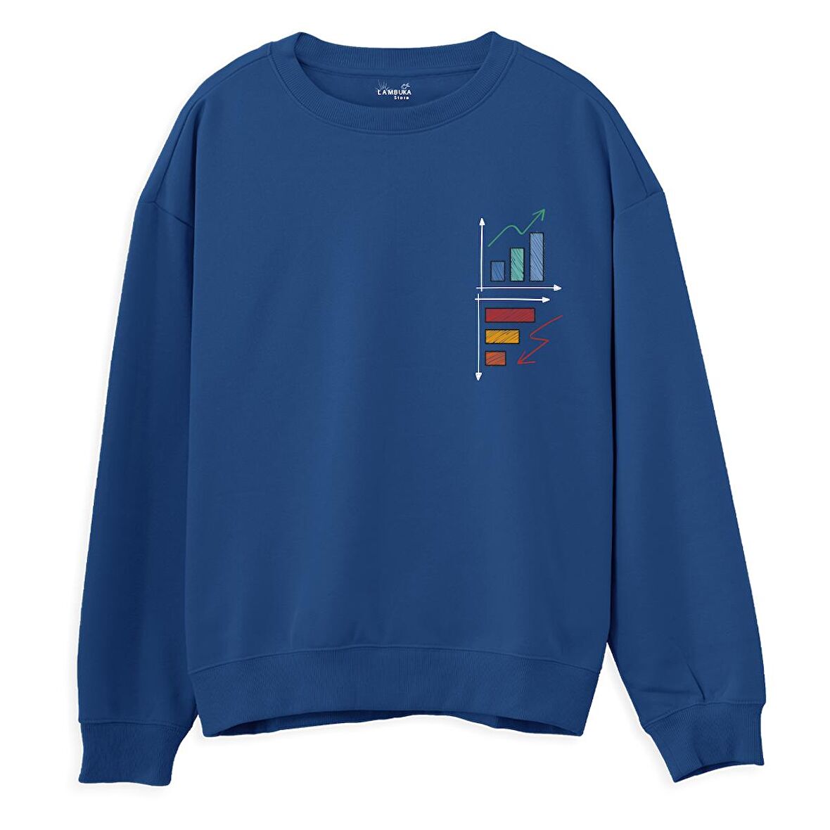 Down Up Baskılı Sweatshirt-Royal Mavi