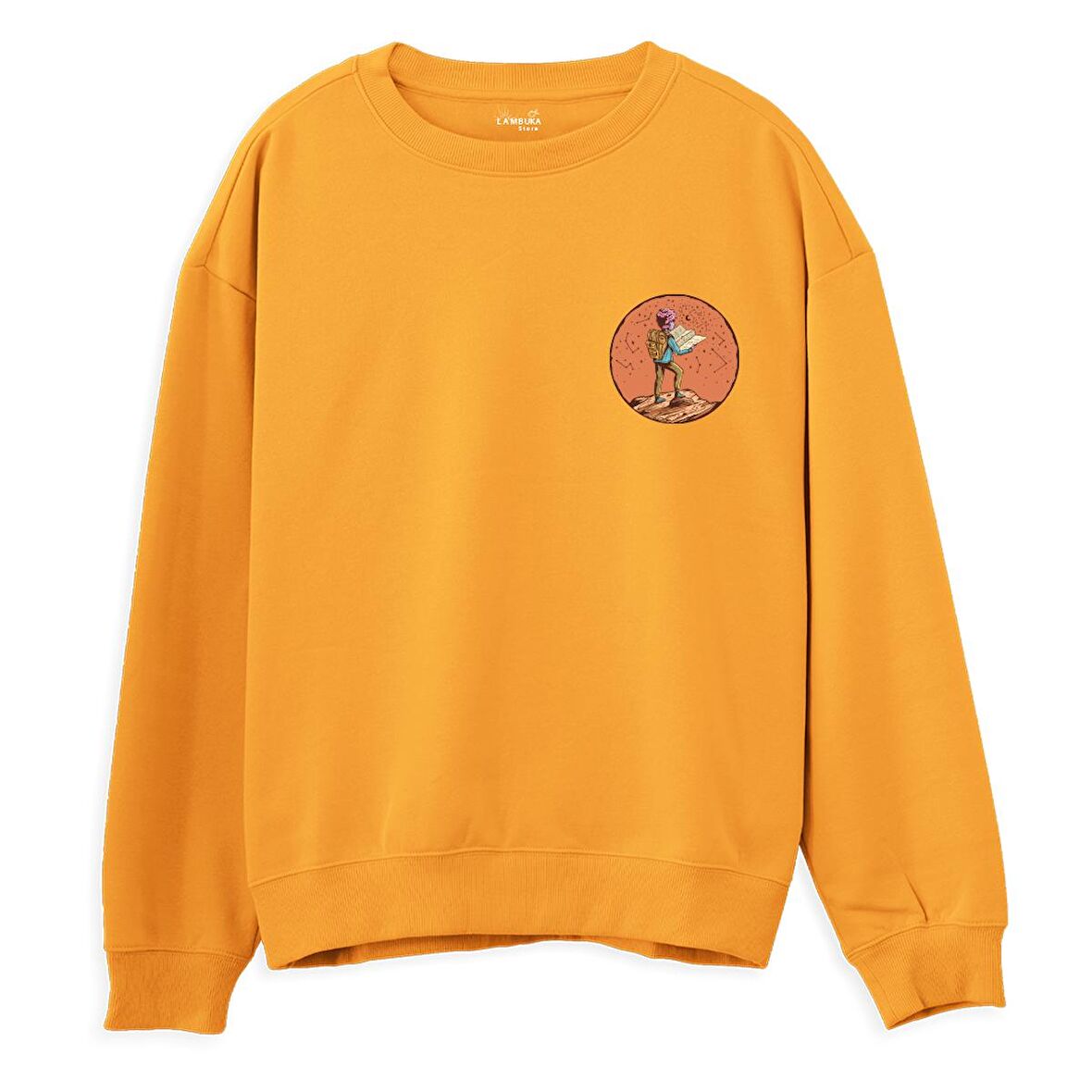 Explorer Baskılı Sweatshirt-Portakal