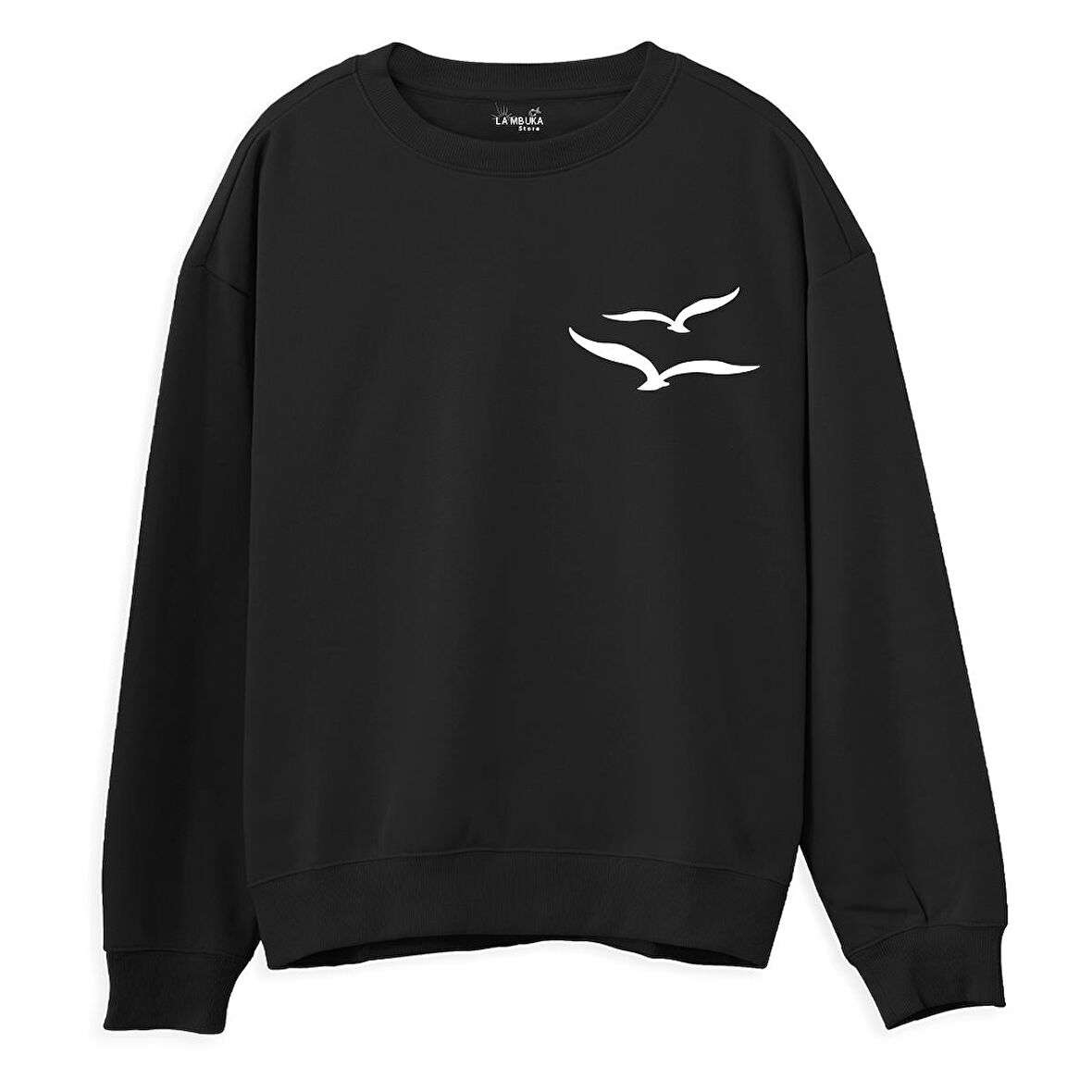Gull  Baskılı Siyah Sweatshirt