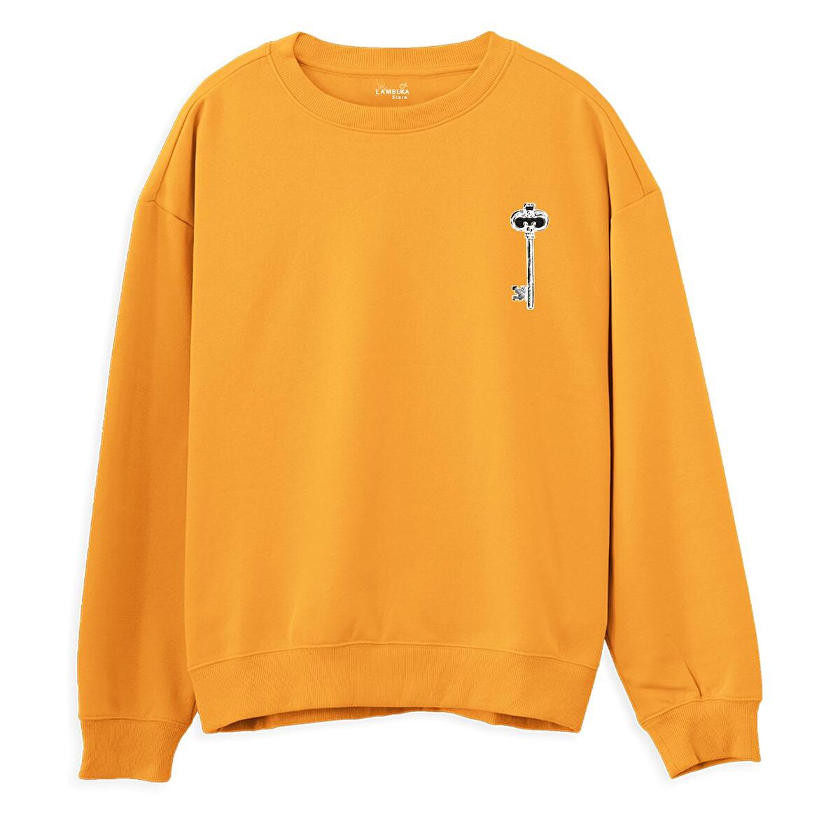 Key Baskılı Sweatshirt-Portakal