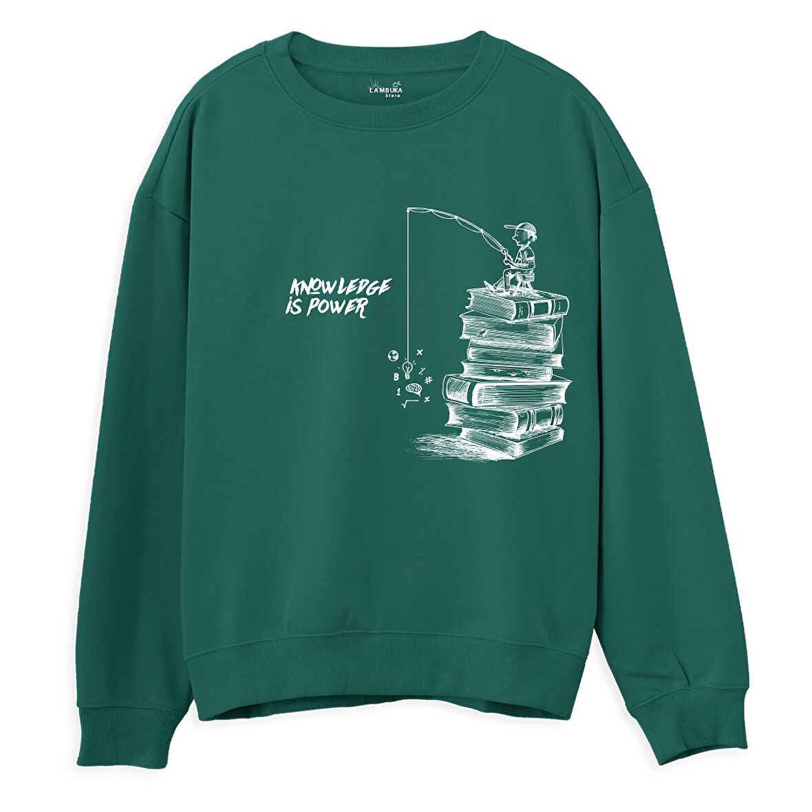 Knowledge  Baskılı Yeşil Sweatshirt