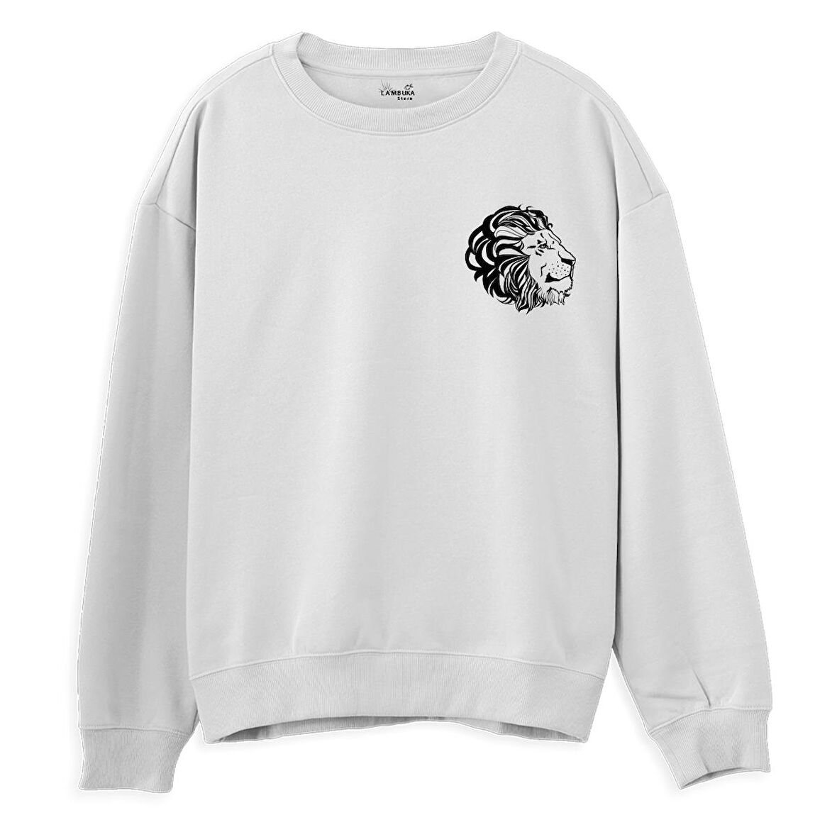 Lion  Baskılı Beyaz Sweatshirt