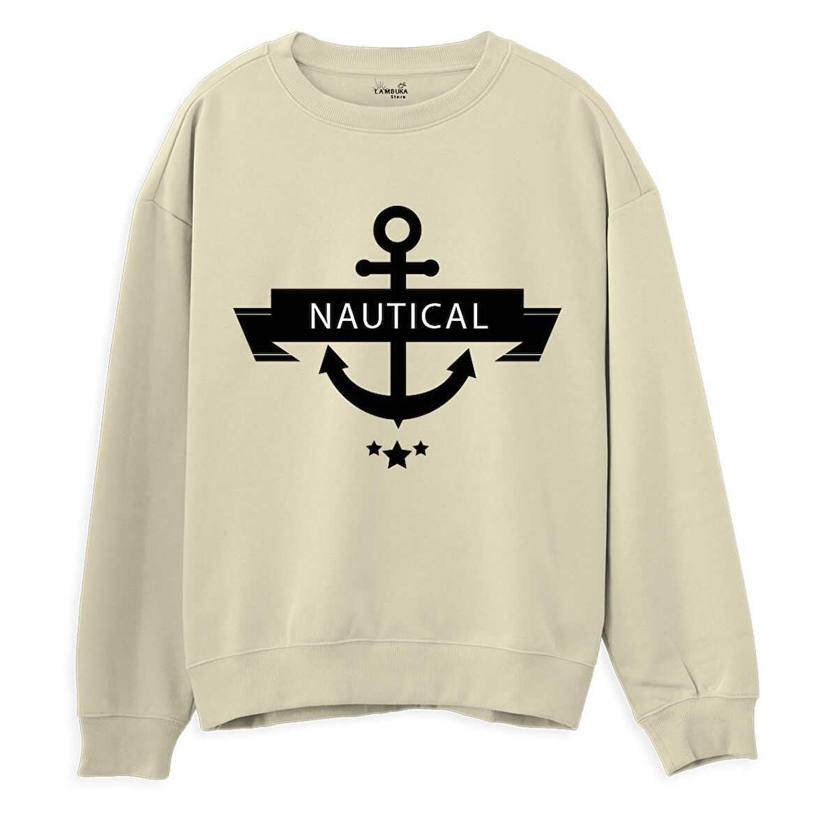 Nautical  Baskılı Krem Sweatshirt
