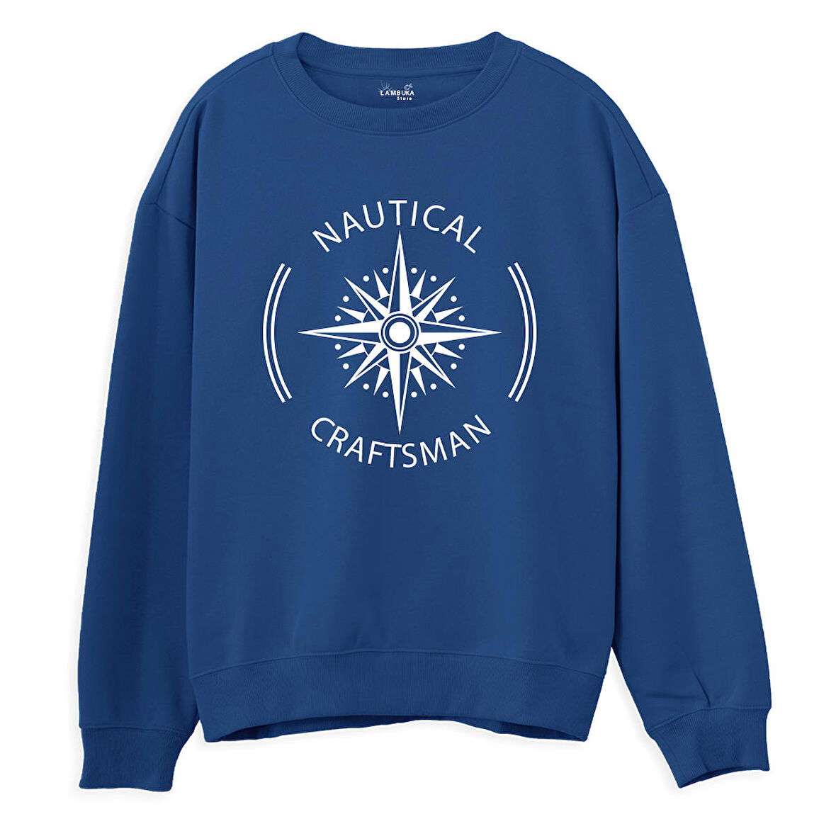 Nautical Craftsman Baskılı Sweatshirt-Royal Mavi