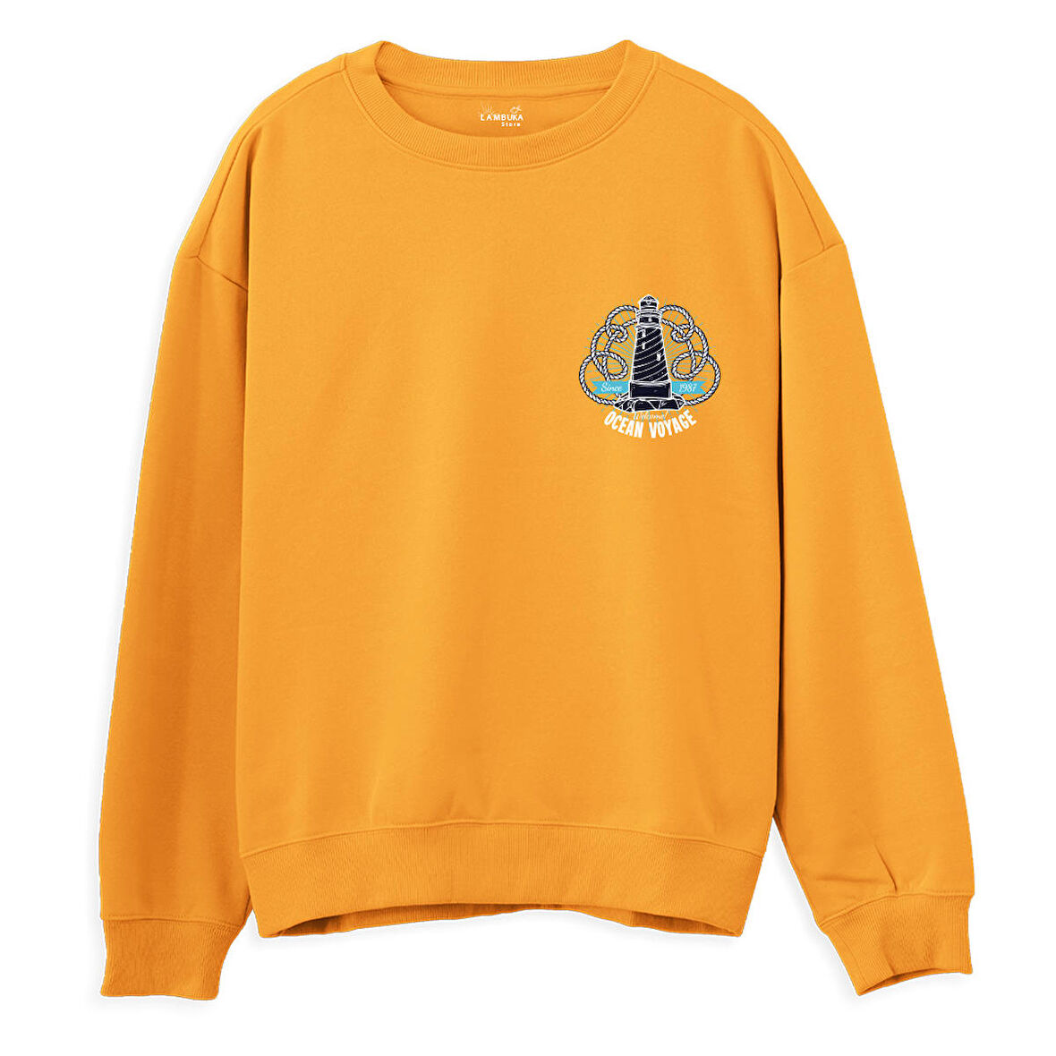 Ocean Voyage Baskılı Sweatshirt-Portakal