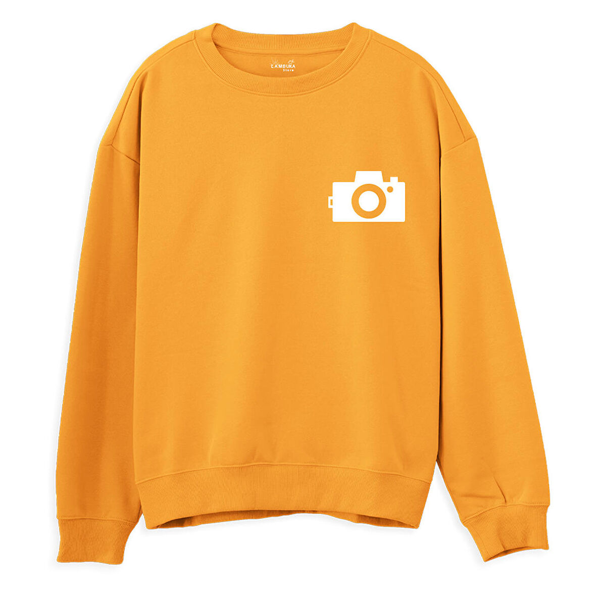 Photograph Baskılı Sweatshirt-Portakal