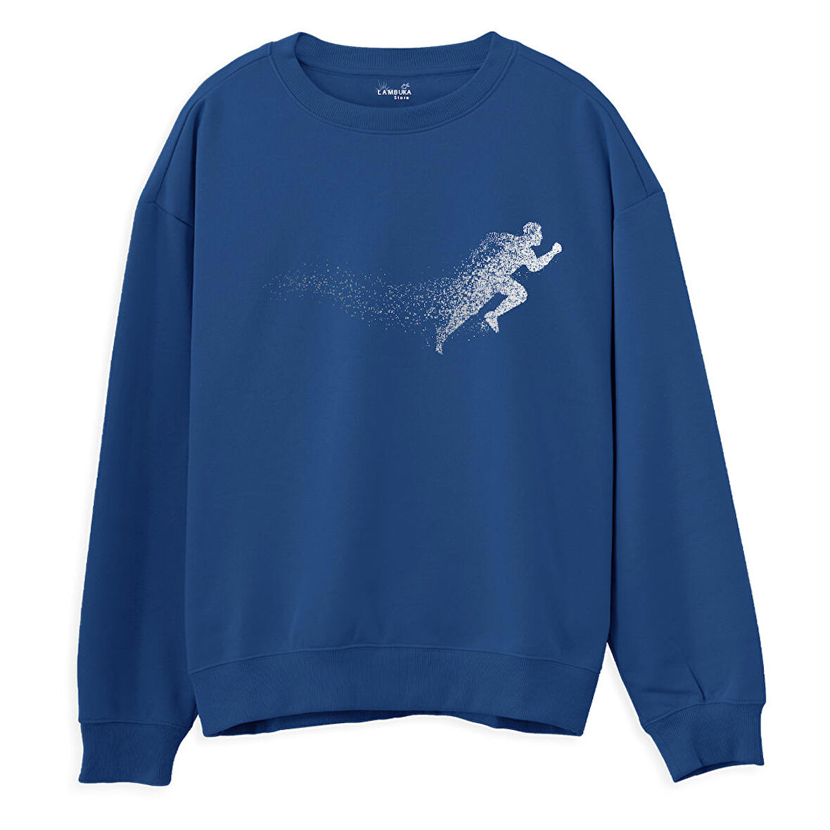 Run Baskılı Sweatshirt-Royal Mavi