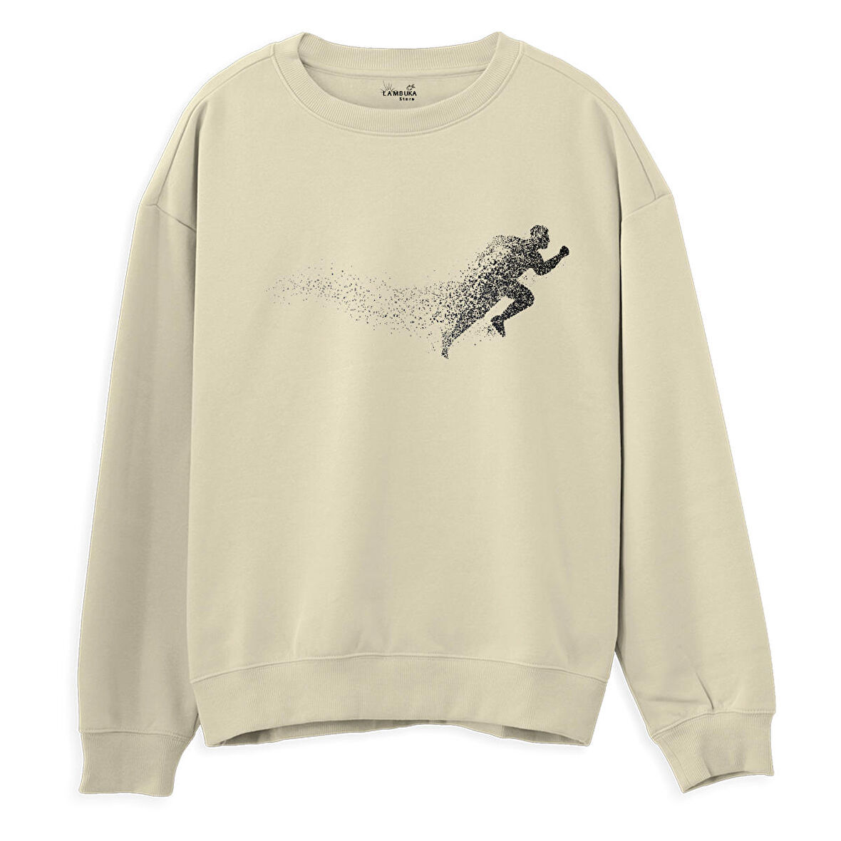 Run  Baskılı Krem Sweatshirt