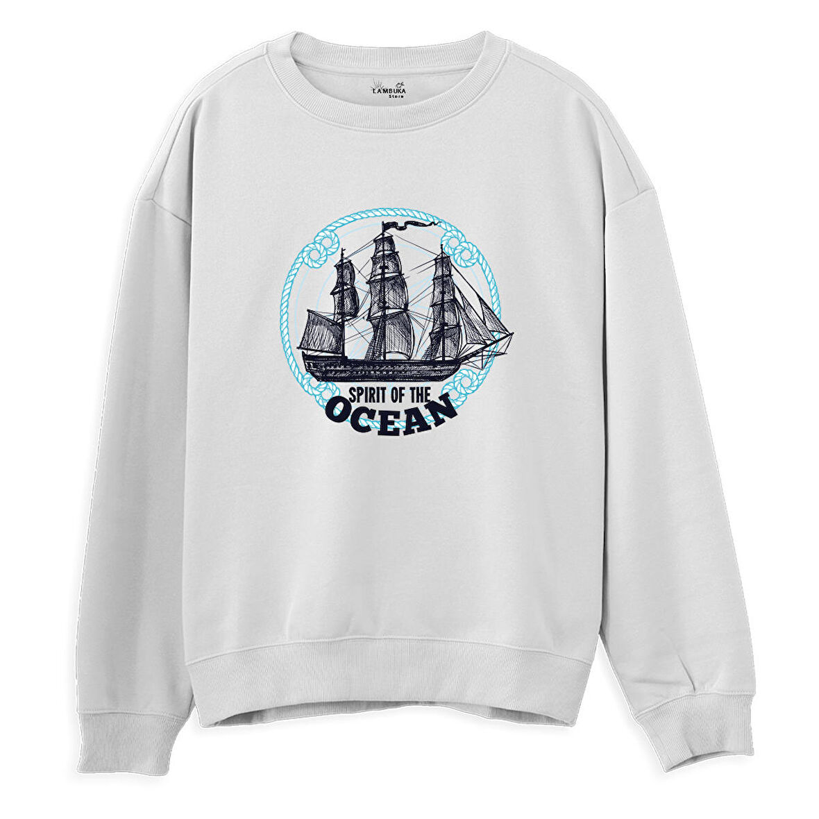 Sprit of the ocean  Baskılı Beyaz Sweatshirt
