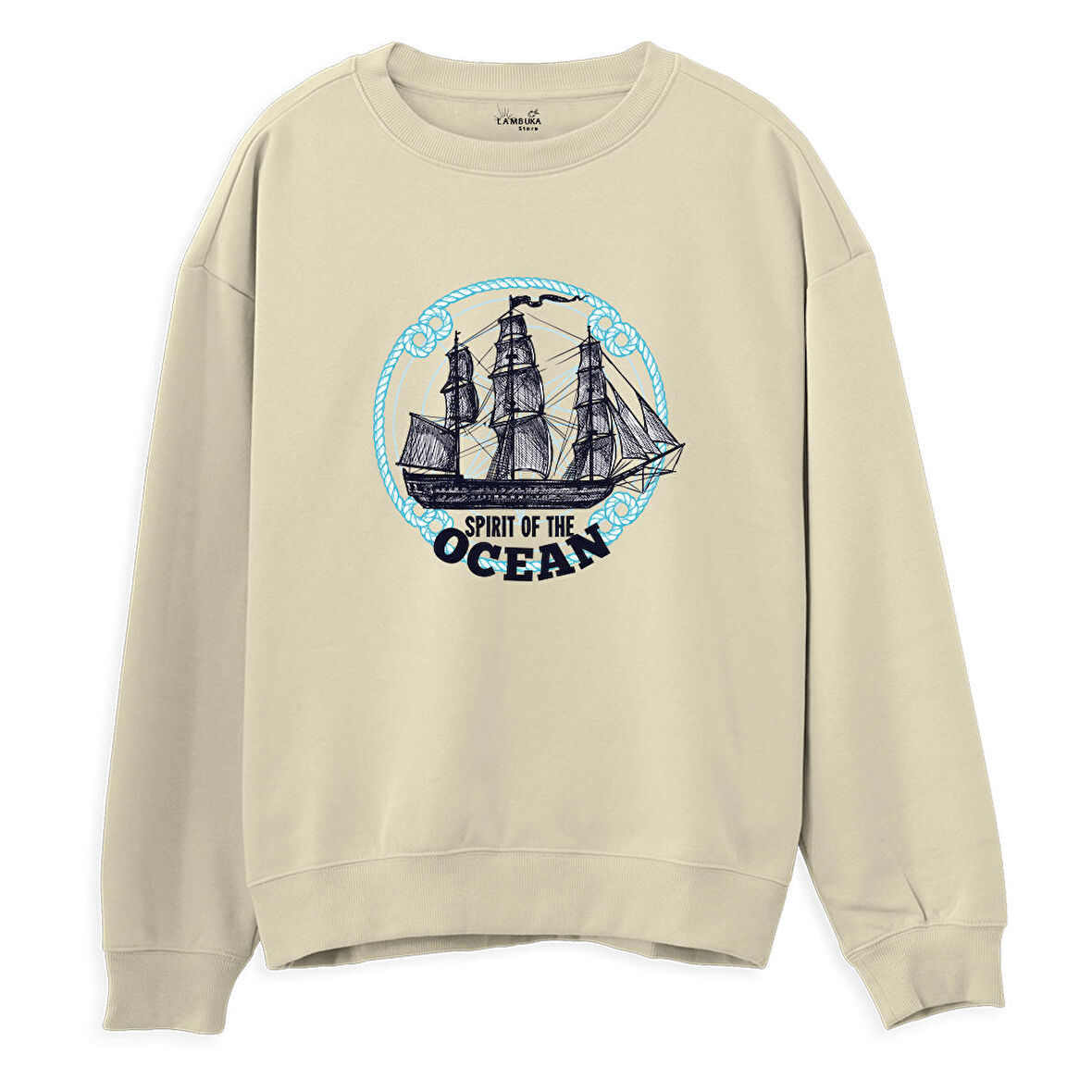 Sprit of the ocean  Baskılı Krem Sweatshirt