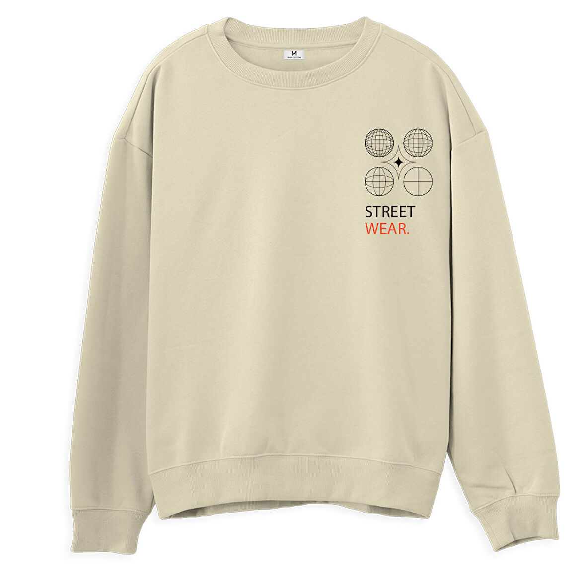 Street Wear  Baskılı Krem Sweatshirt