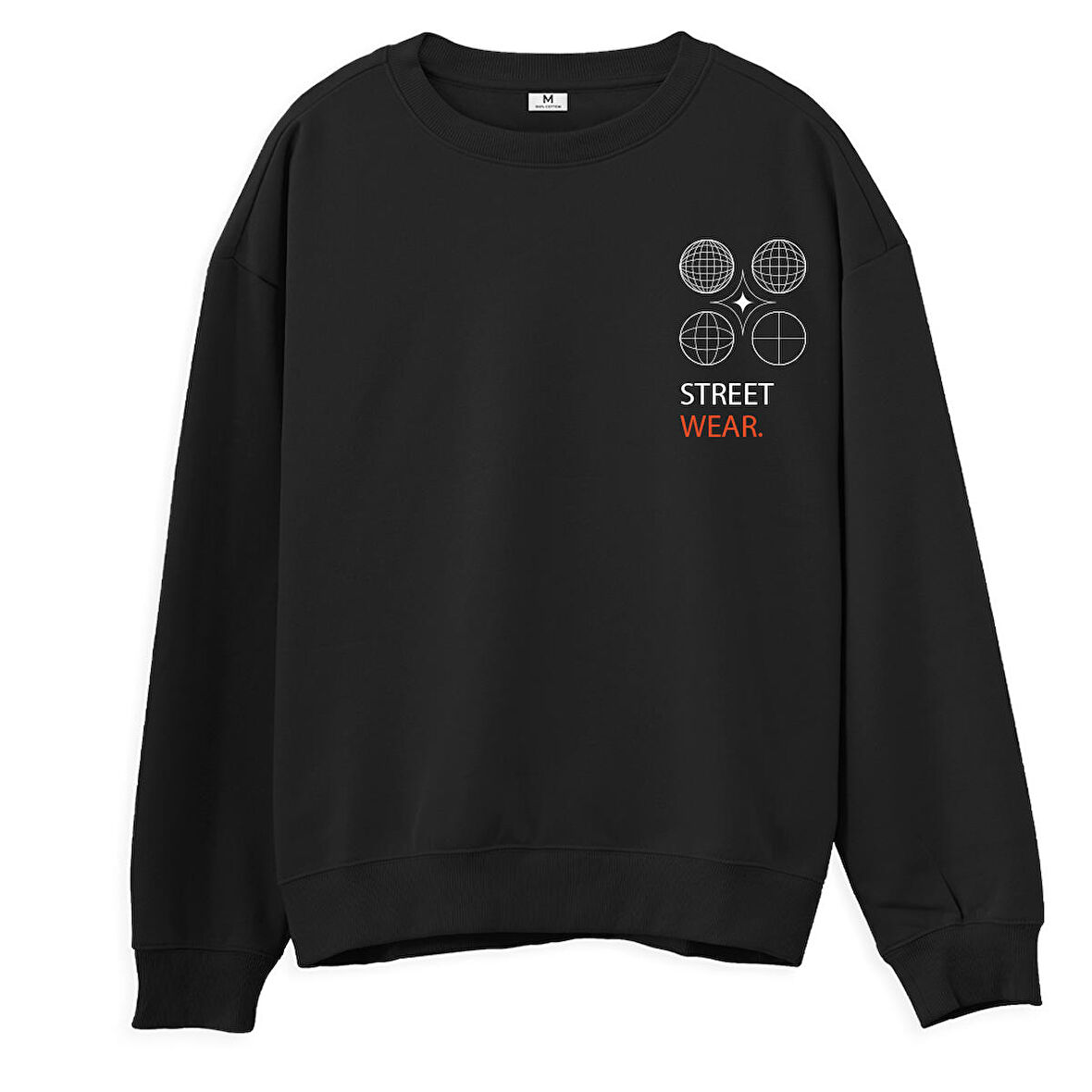Street Wear  Baskılı Siyah Sweatshirt