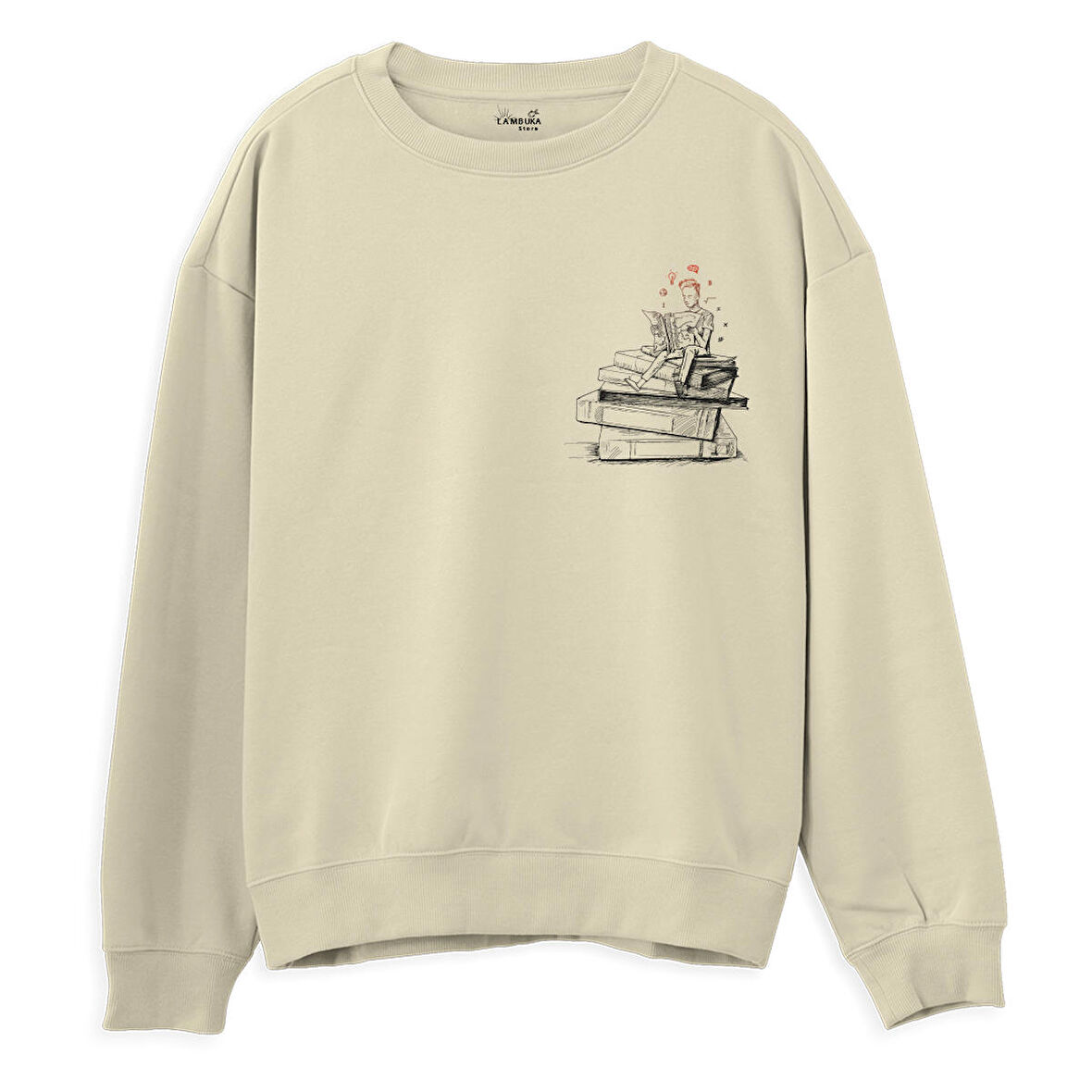 Think 2  Baskılı Krem Sweatshirt