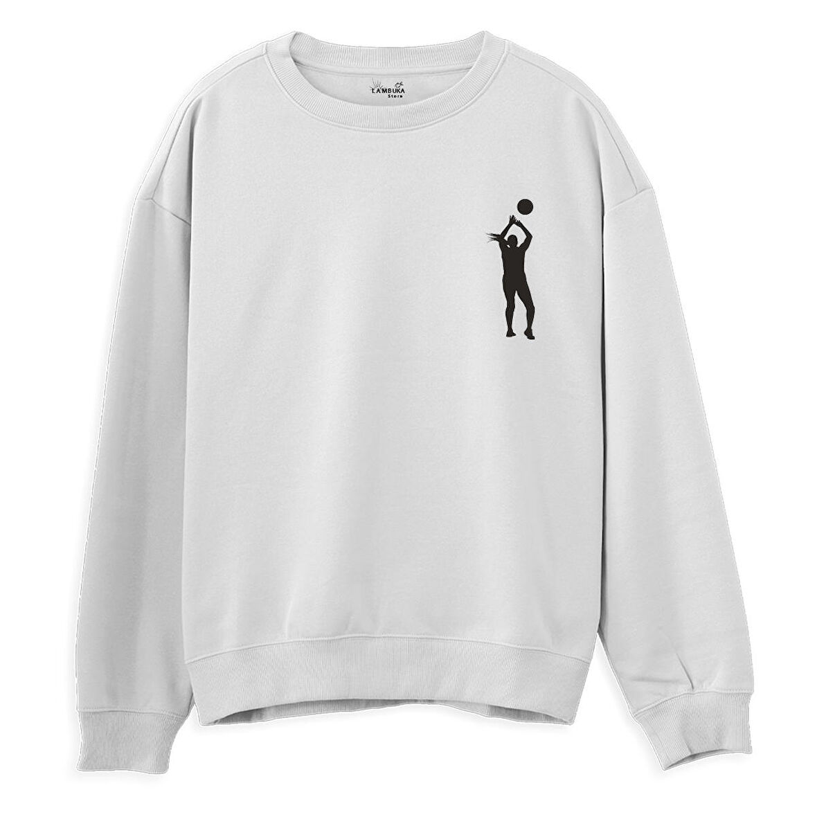 Volleyball2  Baskılı Beyaz Sweatshirt