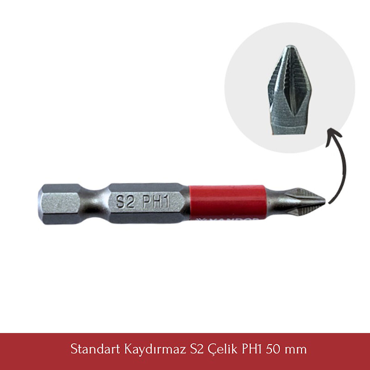 Vandor Anti Slip Bit Kaydırmaz Bits S2 Yüksek Kalite Çelik PH1-50 ( 1 ADET )