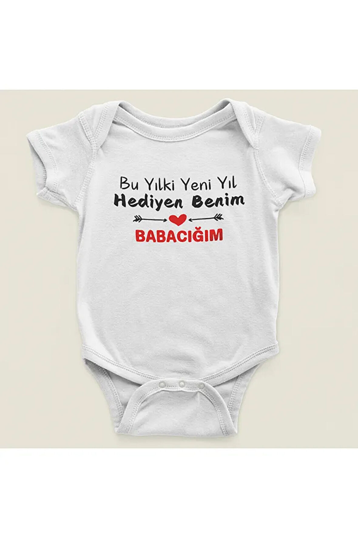 Bu Yıl Ki Yeni Yıl Hediyen Benim Babacığım Yazılı Pamuklu Yumuşak Unisex Çıtçıtlı Body Zıbın