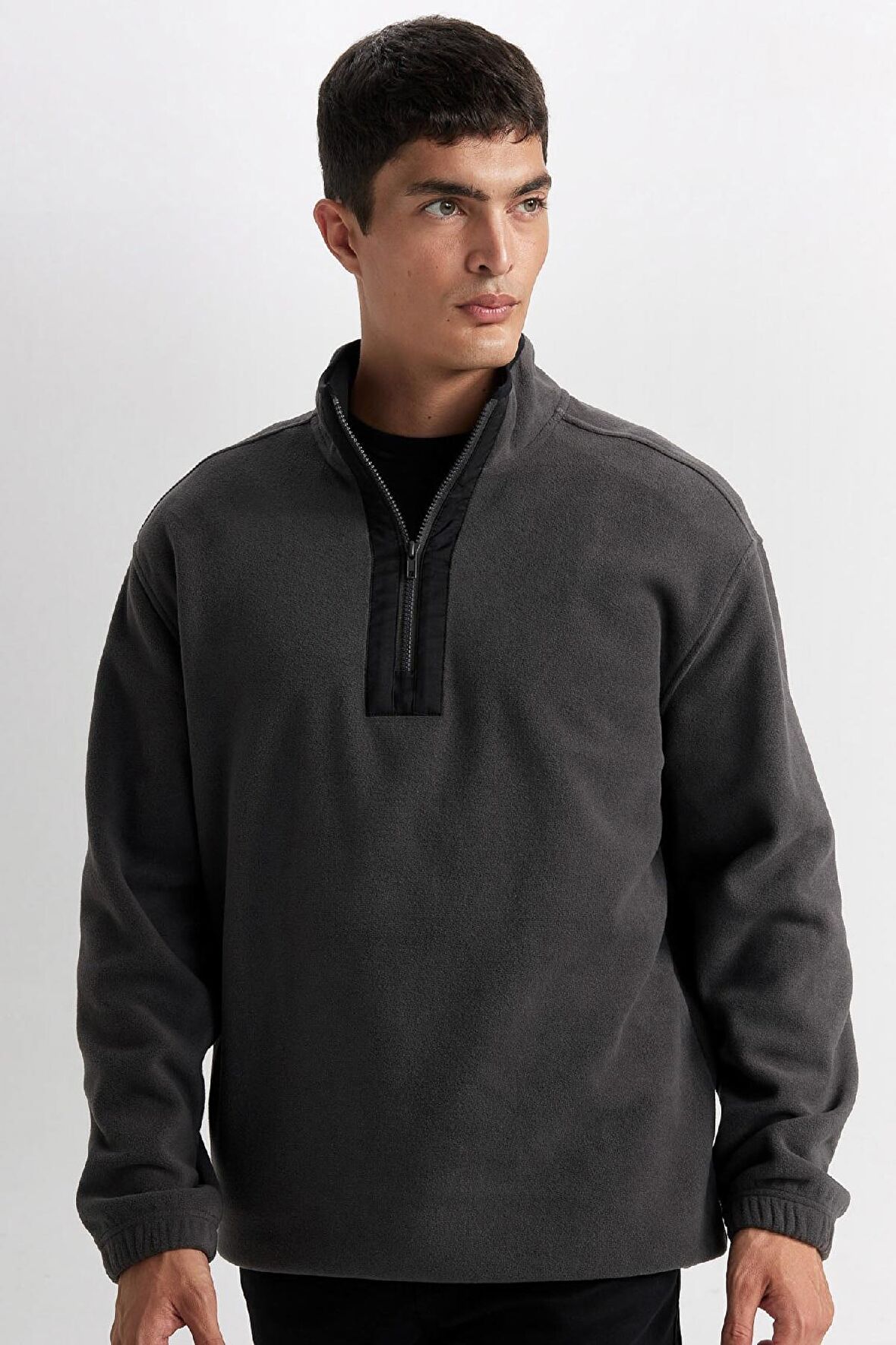 DeFacto Relax Fit Dik Yaka Fermuarlı Polar Sweatshirt D2688AX24AUAR9