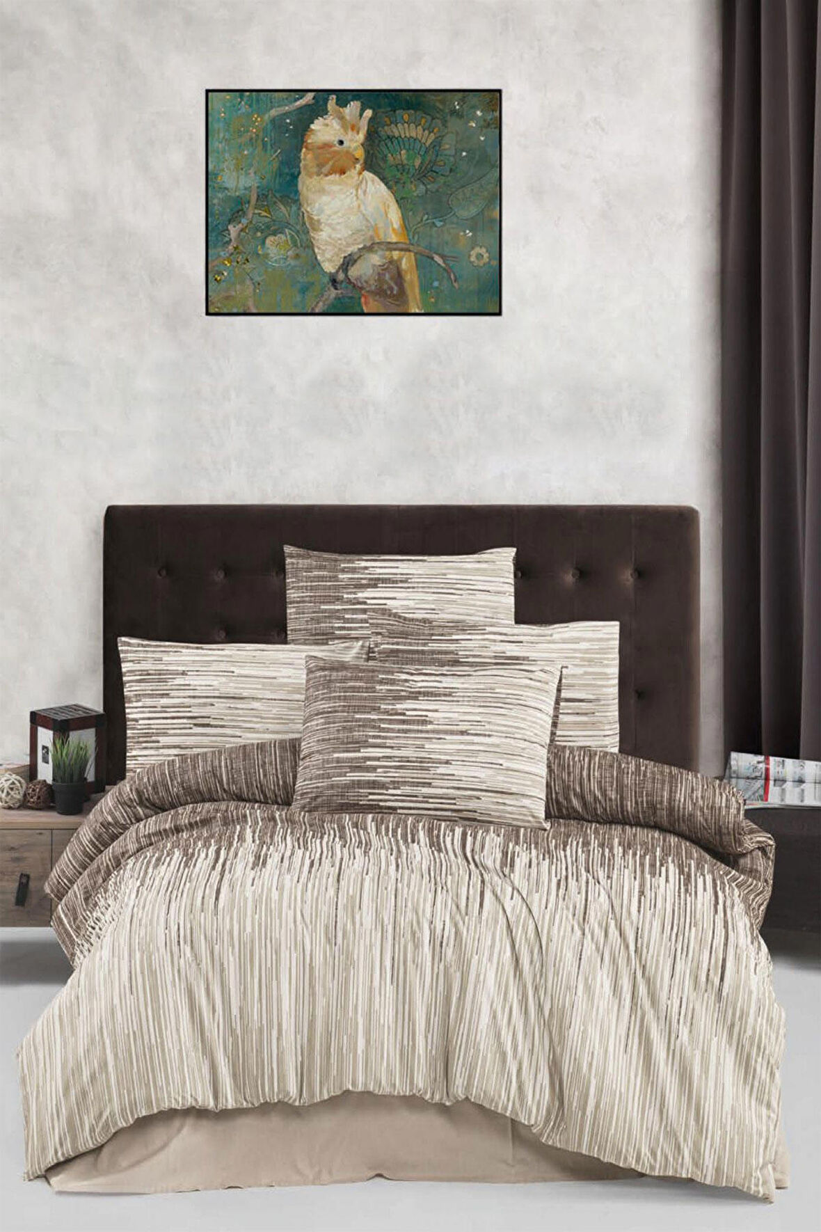 Helenito Tek Kişilik Nevresim Seti 160x220 Cm Ranforce Kumaş %100 Pamuklu Desenli