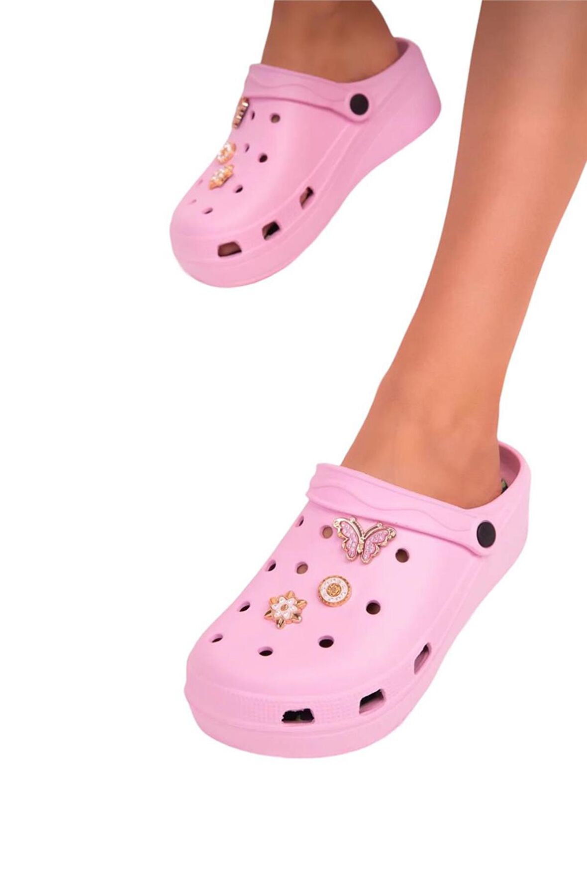 Yüksek Taban Aksesuarlı Kadın Sandalet PEMBE