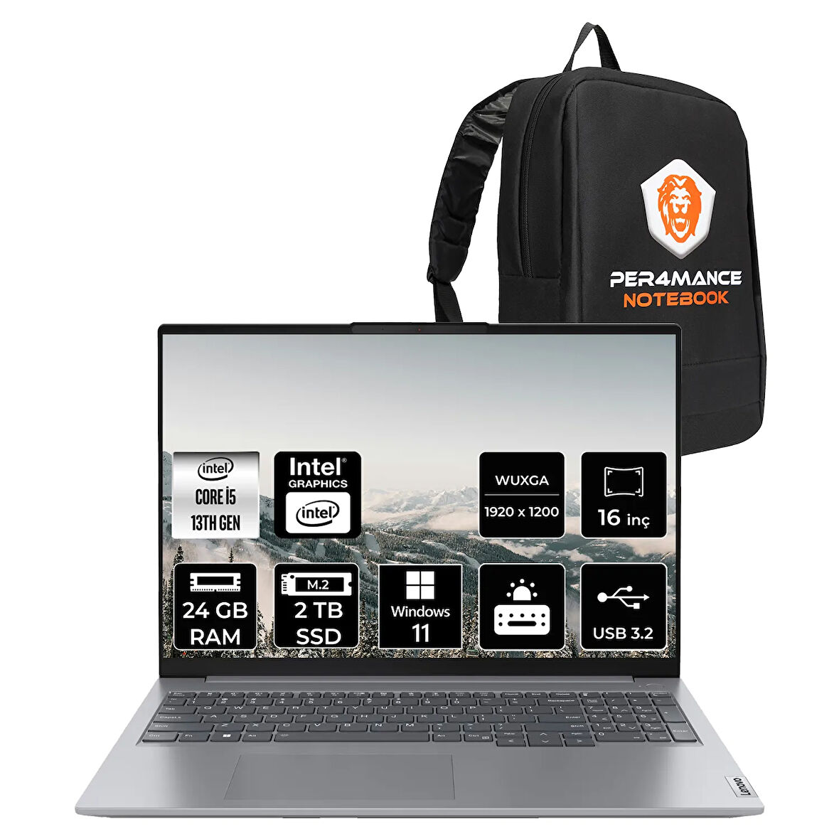 LENOVO ThinkBook 16 G6 i5 13420H 24GB 2TB SSD  16" WUXGA W11P Dizüstü Bilgisayar & PER4 ÇANTA