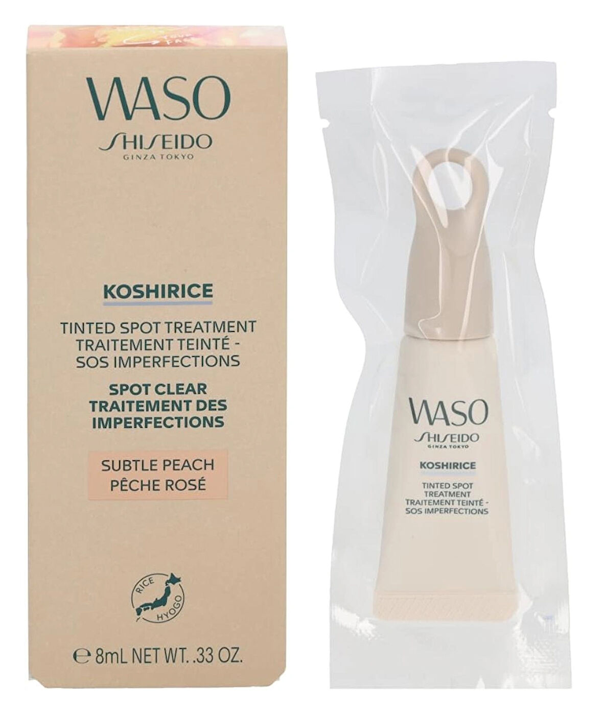 SHİSEİDO Waso Koshırıce Tınted SOS Treatment 8ml,AÇIK TON, Subtle Peach. Sivilce Görünümüne Karşı Renkli Kapatıcı Bakım Kremi