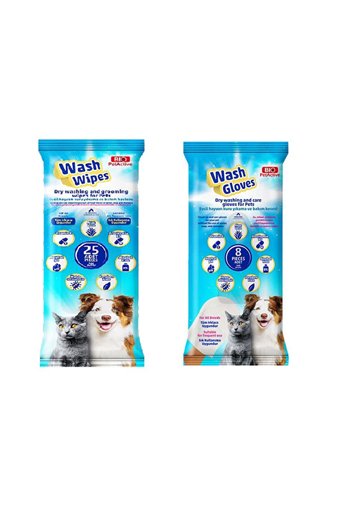 Bio PetActive Wash Gloves + Wash Wipes Karma 2 Li Paket