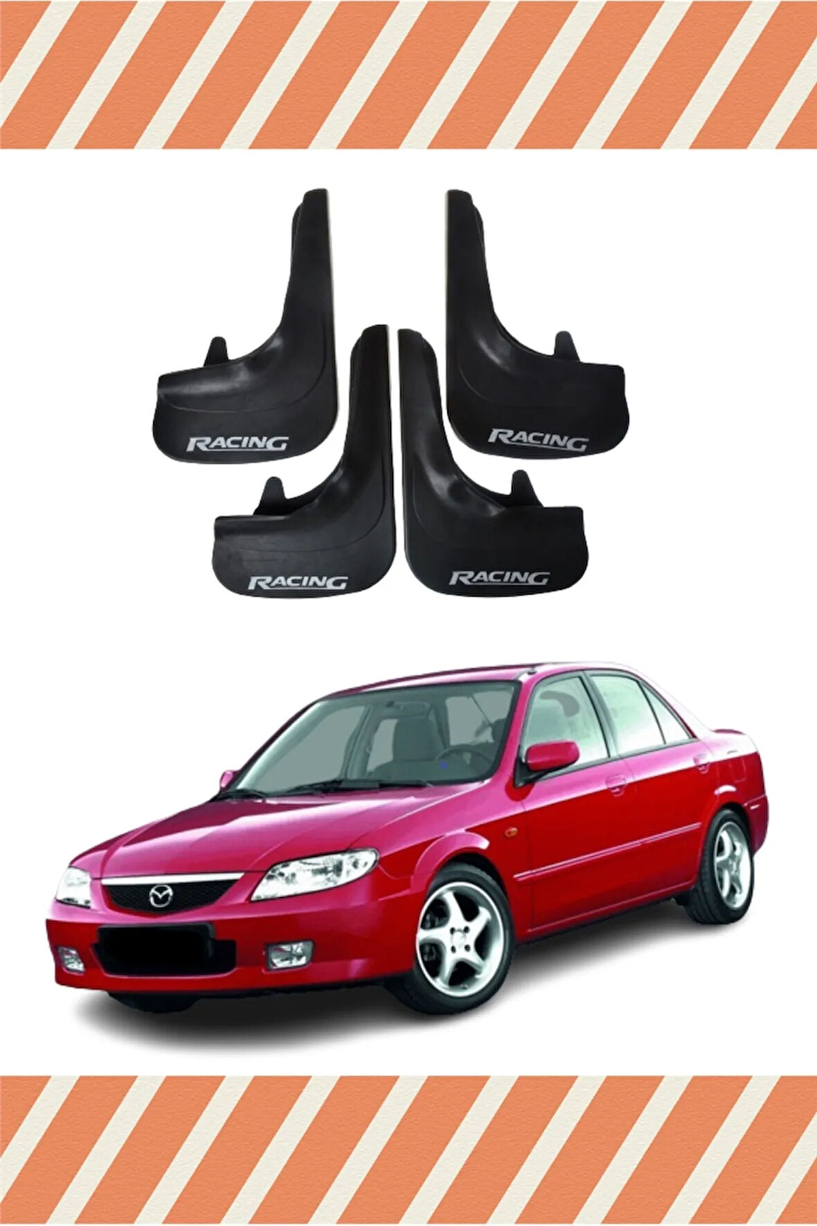 Mazda 323 racing yazılı 4’lü tozluk çamurluk paçalık