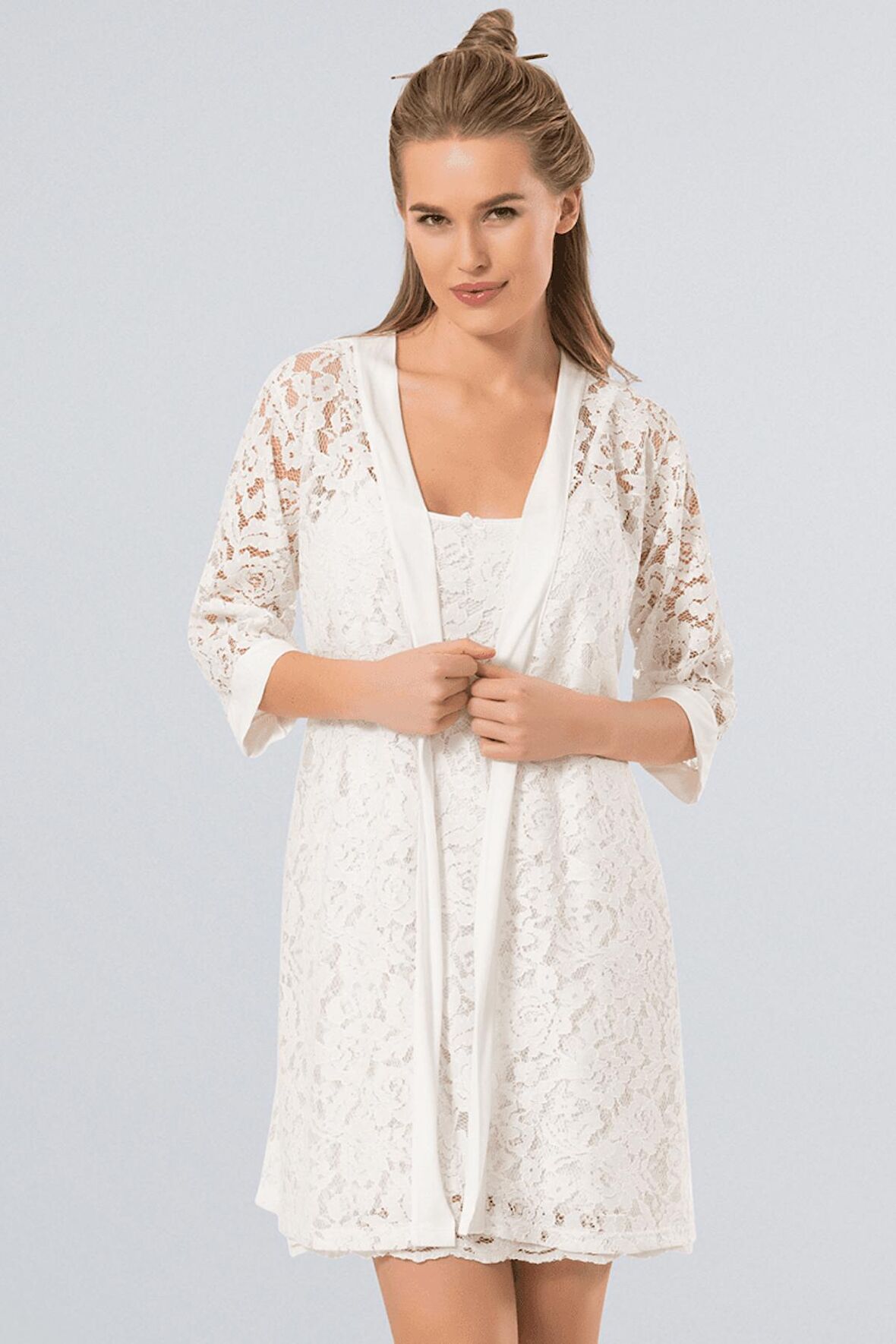 Dantelli Gecelik + Sabahlık Takım