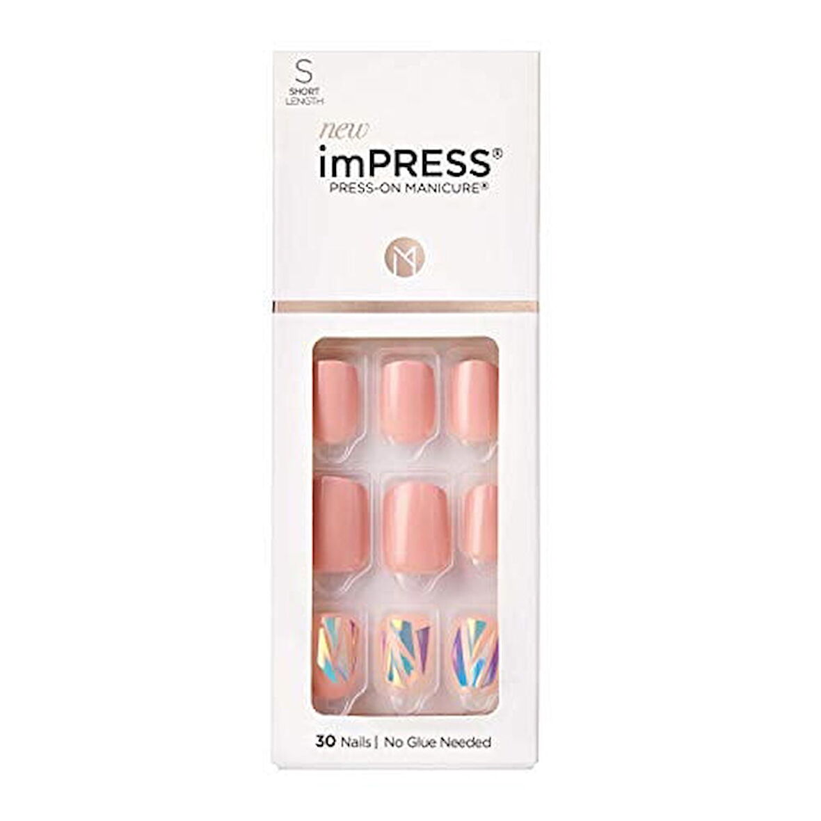 Impress Kendinden Yapışkanlı Takma Tırnak Pembe Taşlı