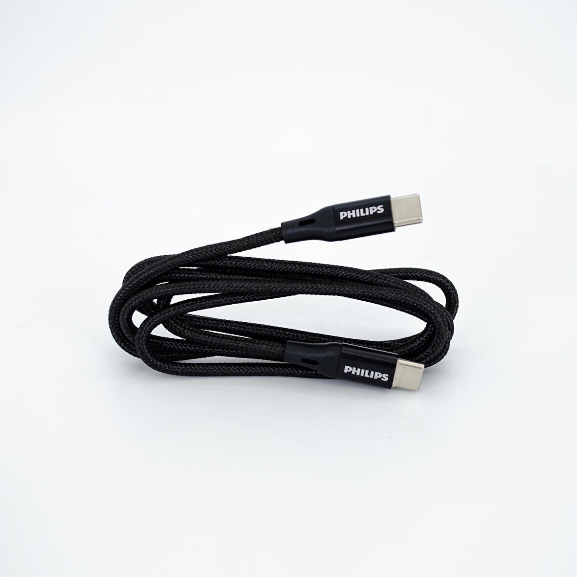 Philips 50cm 6A 120W Type-C to Type-C Örgülü Hızlı Data ve Şarj Kablosu Siyah