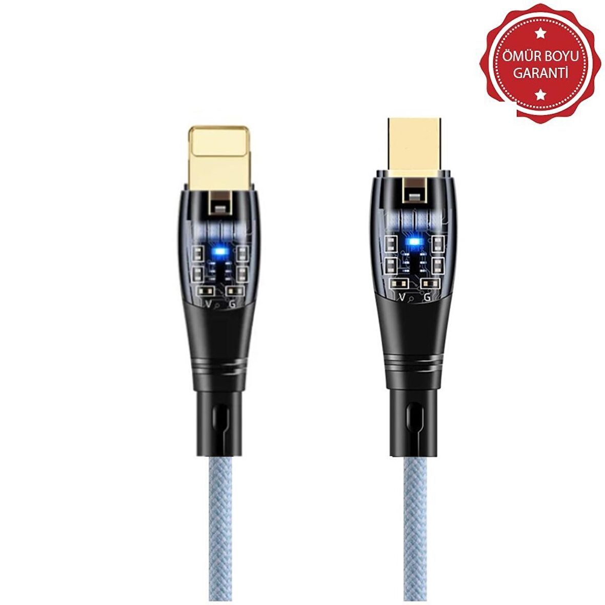 ScHitec 6A 20W Type-C to Lightning 1Metre Hızlı Data ve Şarj Kablosu Mavi Ömür Boyu Garanti YK255M