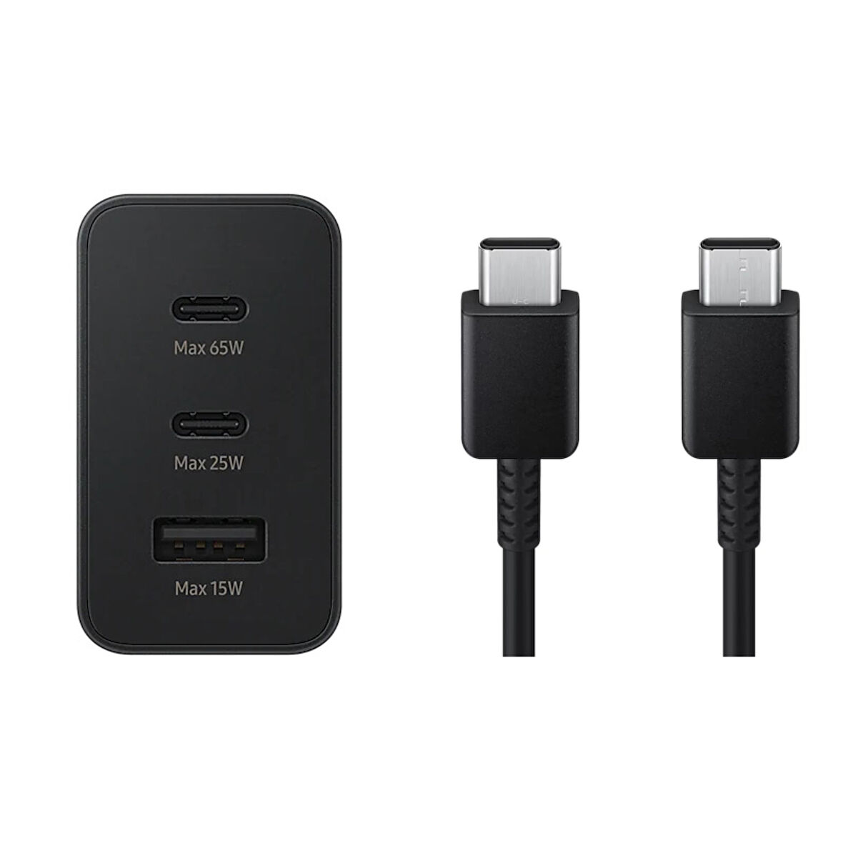 ScHitec 65W 2xPD+UsbA Ev Tipi Şarj Aleti 3 Çıkışlı Type-C to Type-C Kablolu Set