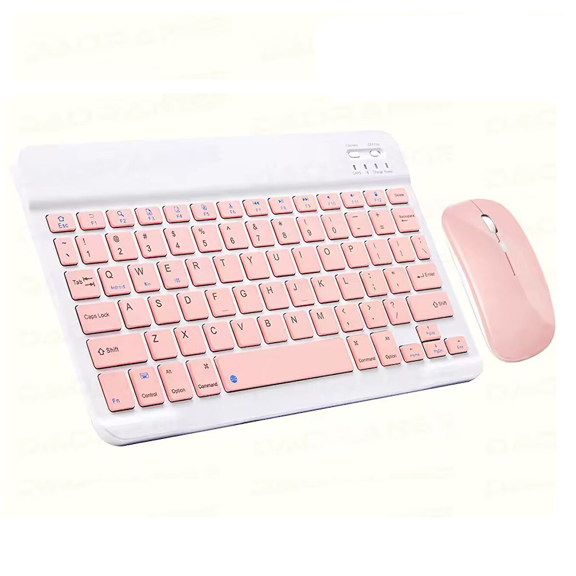 ScHitec Kablosuz Klavye ve Mouse Set Type-C Şarjlı Bluetooth 2.4G Bağlantlılı Pembe
