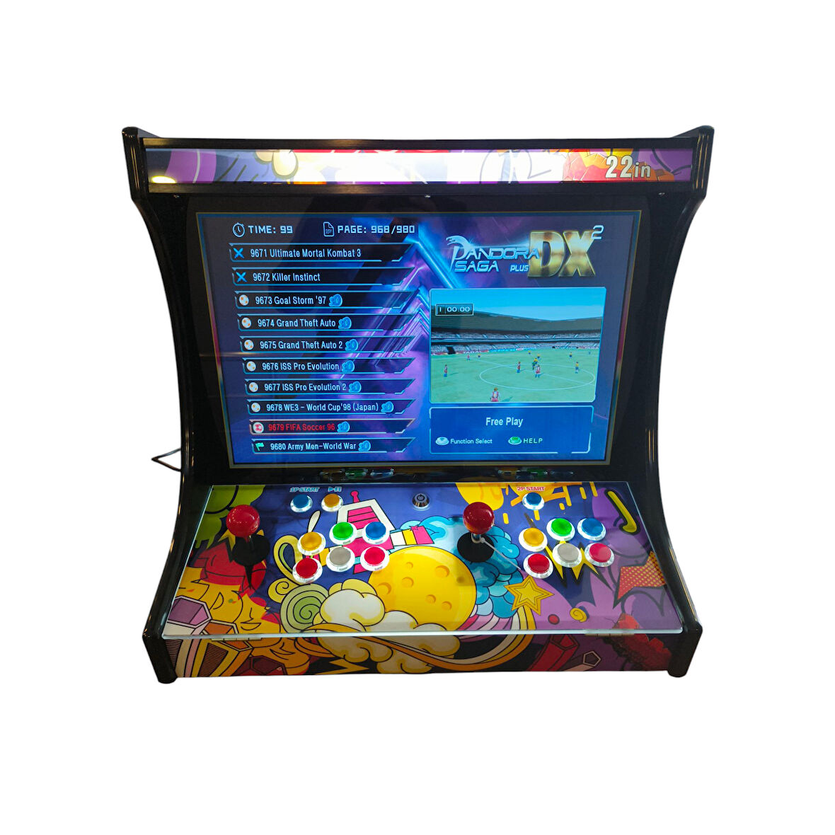 ScHitec 4KHD 3D Pandora 9800 Arcade Oyunlu Taşınabilir Pandora Masaüstü Kabinli 22inç Atari Makinası 